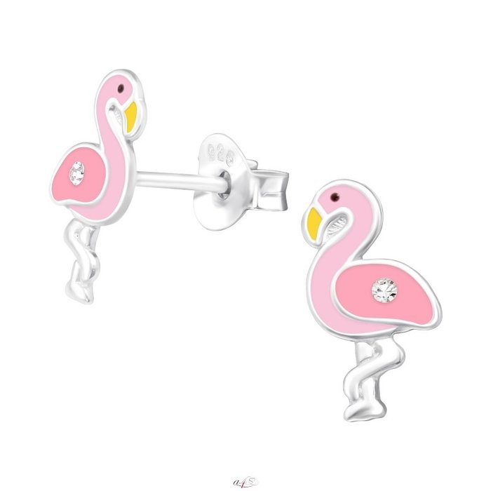Atelier Albertine 925 zilveren oorbellen  Flamingo