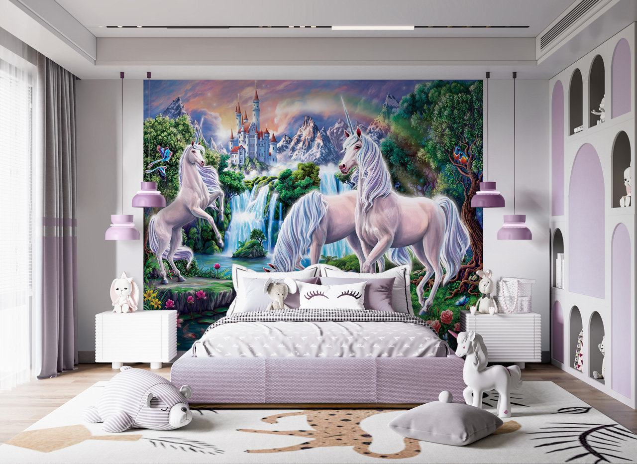 Behang kamer met deze prachtige Unicorns ! Bestel >> - Roos & Tijn