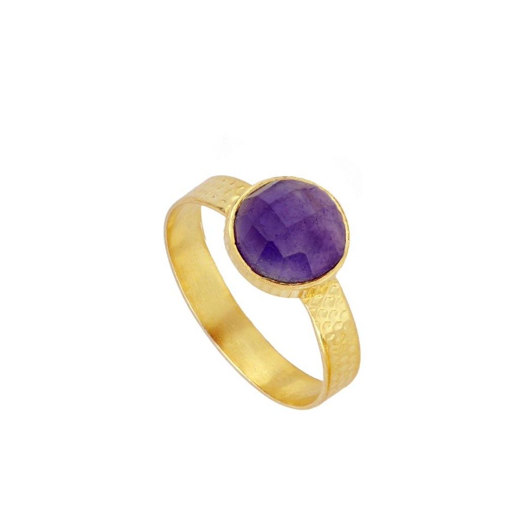 Atelier Albertine Verguld sterling zilveren  statement ring amethist