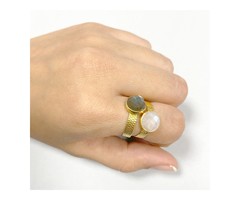Atelier Albertine Verguld sterling zilveren ring maansteen