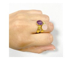 Atelier Albertine Verguld sterling zilveren  ring amethist