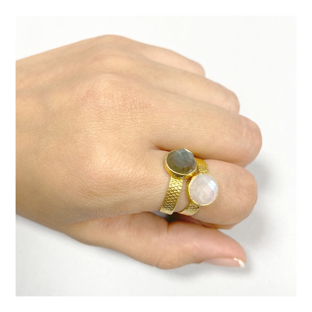 Atelier Albertine Verguld sterling zilveren ring labradoriet