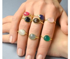Atelier Albertine Verguld sterling zilveren   ring rode jade