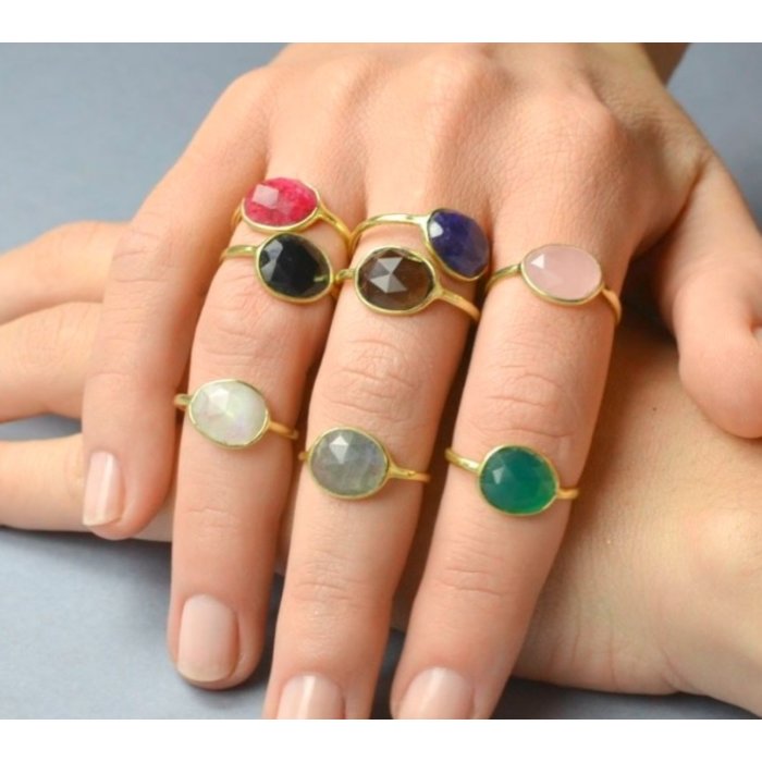 Atelier Albertine Verguld sterling zilveren ring rode jade