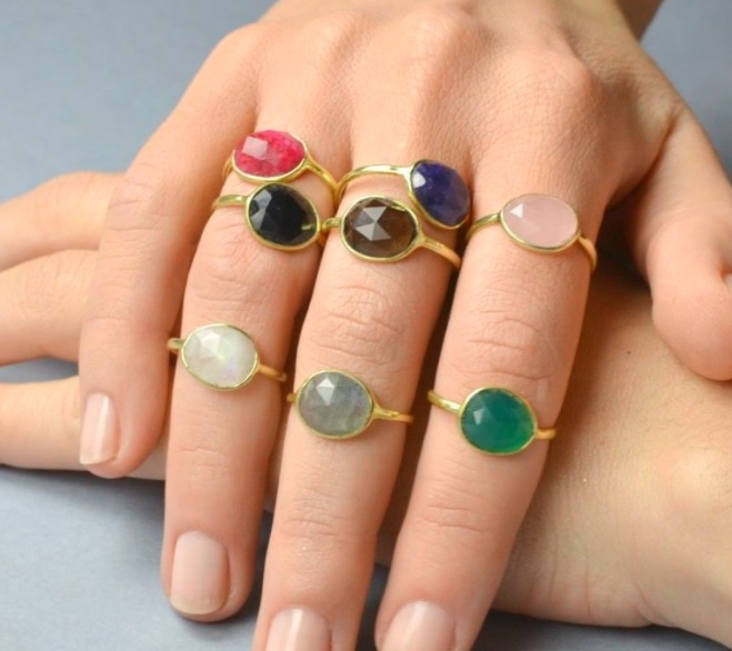 Atelier Albertine Verguld sterling zilveren ring rode jade