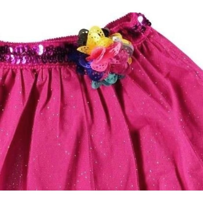 Kidz-Art kleurrijke meisjeskleding outlet rokje fuchsia met tule glitter laag