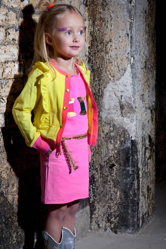 Kidz-Art kleurrijke meisjeskleding outlet jurkje meisje flashing pink