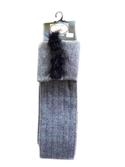 Bonnie Doon baby- en kinder beenmode  kousen met fake fur bontrand grey