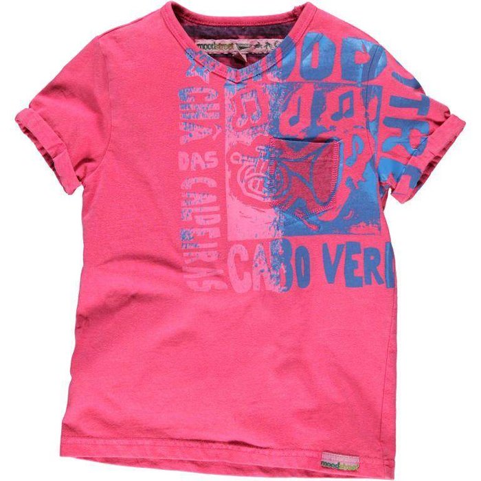 Moodstreet- vrolijke prints en lekker eigenwijs V-hals shirt Faded Beet