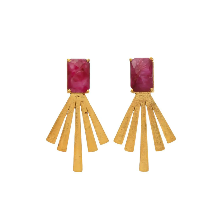 Atelier Albertine 18k vergulde oorbellen met granaat