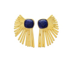 Atelier Albertine 18k vergulde waaier oorbellen  lapis lazuli