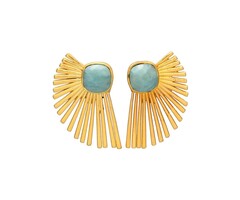 Atelier Albertine 18k vergulde waaier oorbellen  amazoniet