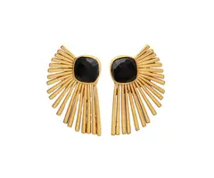 Atelier Albertine 18k vergulde waaier oorbellen met onyx