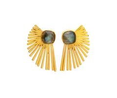 Atelier Albertine 18k vergulde waaier oorbellen met labradoriet