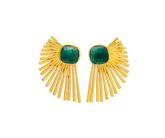 Atelier Albertine 18k vergulde waaier oorbellen met chalcedoon
