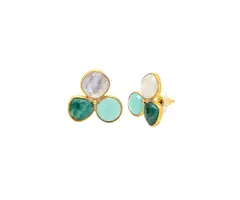 Atelier Albertine 18k vergulde edelsteen bloem oorbellen maansteen c