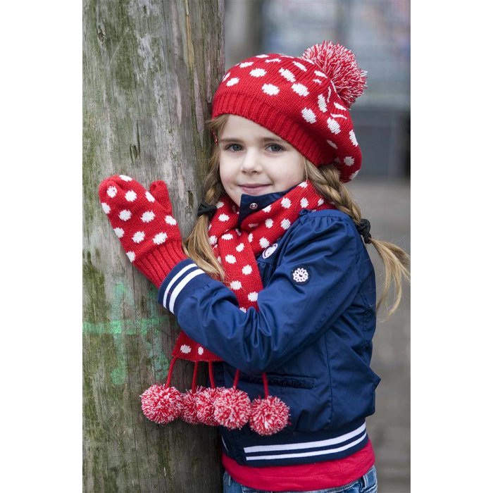 Bonnie Doon baby- en kinder beenmode  sjaal roze met witte stippen