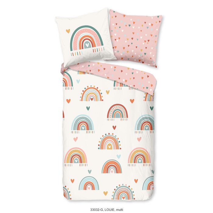 Good Morning Kinder dekbedovertrek Regenbogen en Hartjes
