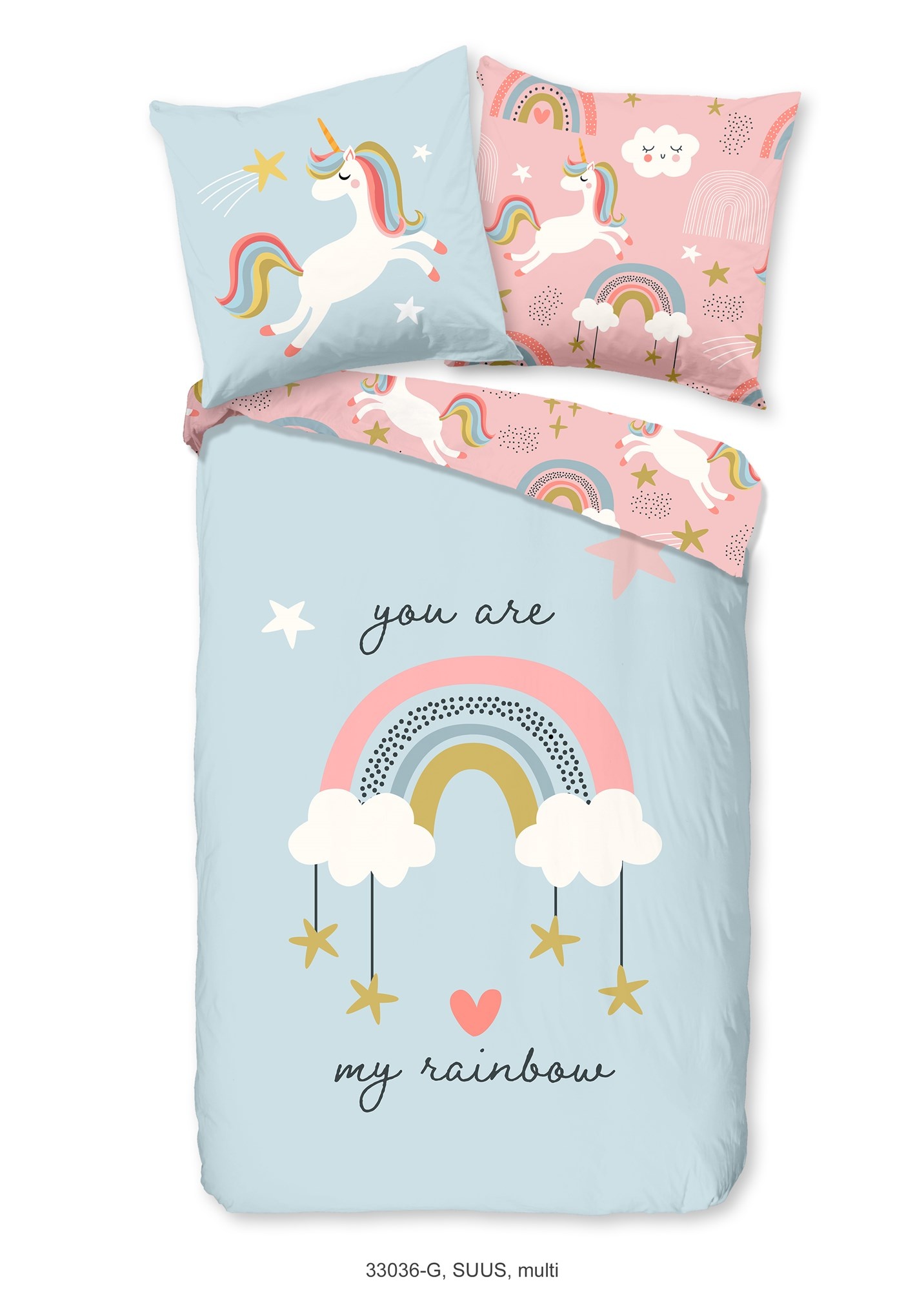 Good Morning  Kinder dekbedovertrek Unicorns en Regenbogen