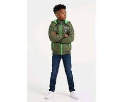 Cars Jeans  winterjas legergroen met emblemen