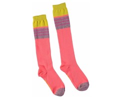 Kidz-Art kleurrijke meisjeskleding outlet kousen fluo zalmroze
