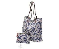 Jozemiek Go2Beach shopper / tassen set blue feathers