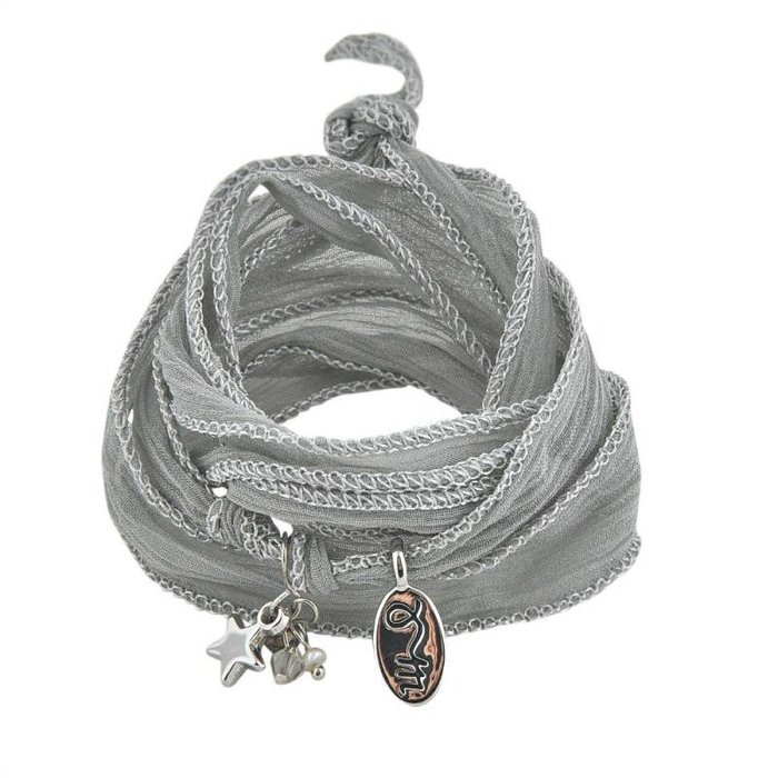 Jozemiek RAKHI zijden wikkelarmband Paloma grey