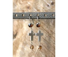 Love Ibiza zilveren oorbellen Swarovski Cross