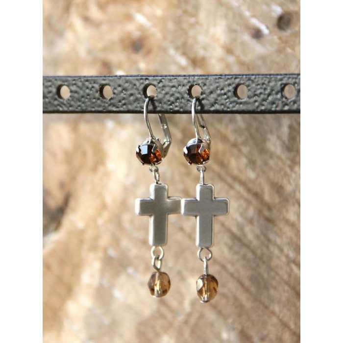 Love Ibiza zilveren oorbellen Swarovski Cross