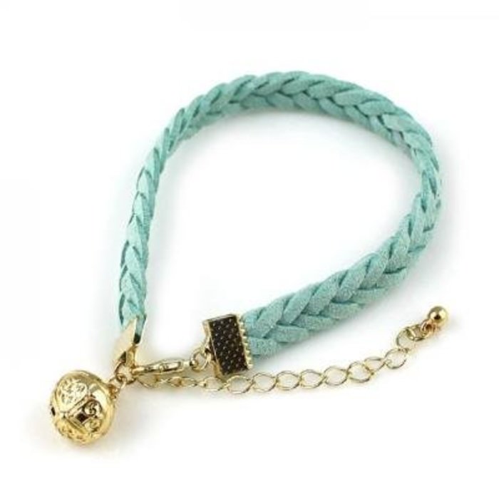 Love Ibiza Dames armband suede Ballchain Skyblue
