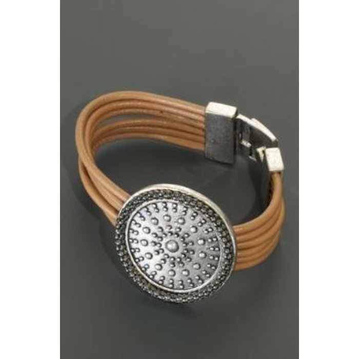 Jozemiek Armband leder met grote applicatie