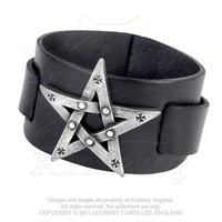 thumb-Breites schwarzes Lederarmband-2