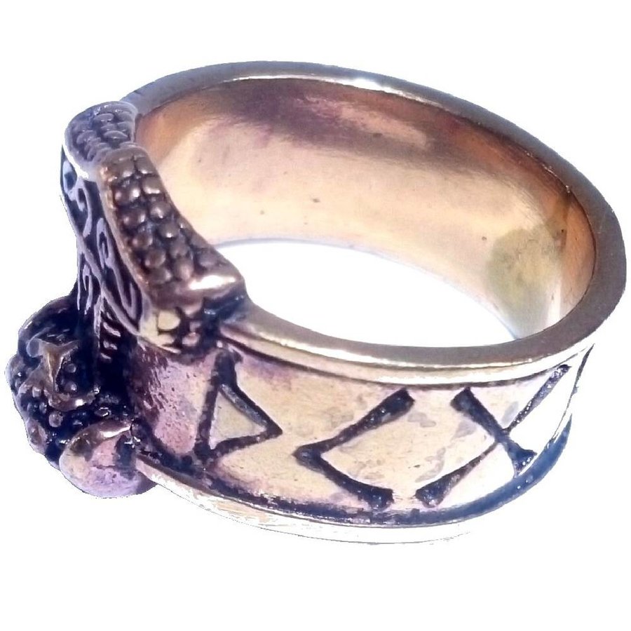 Bronze Thor Hammer Ring mit Runen-1