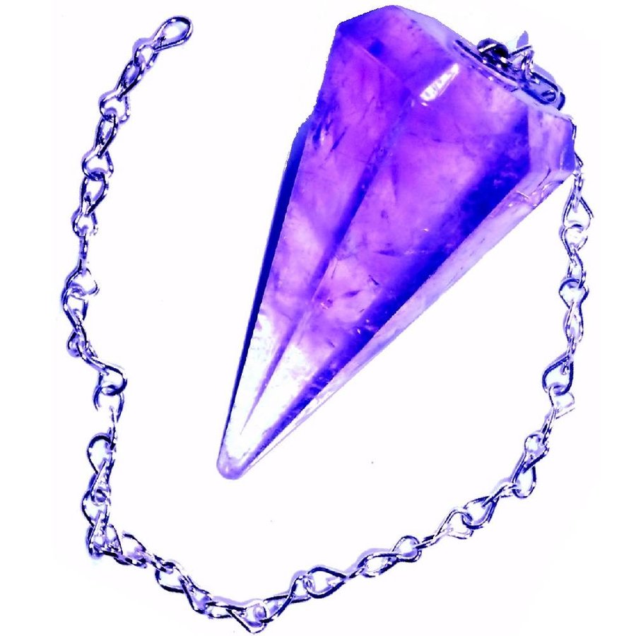 Amethyst Pendel mit Silberkette-1