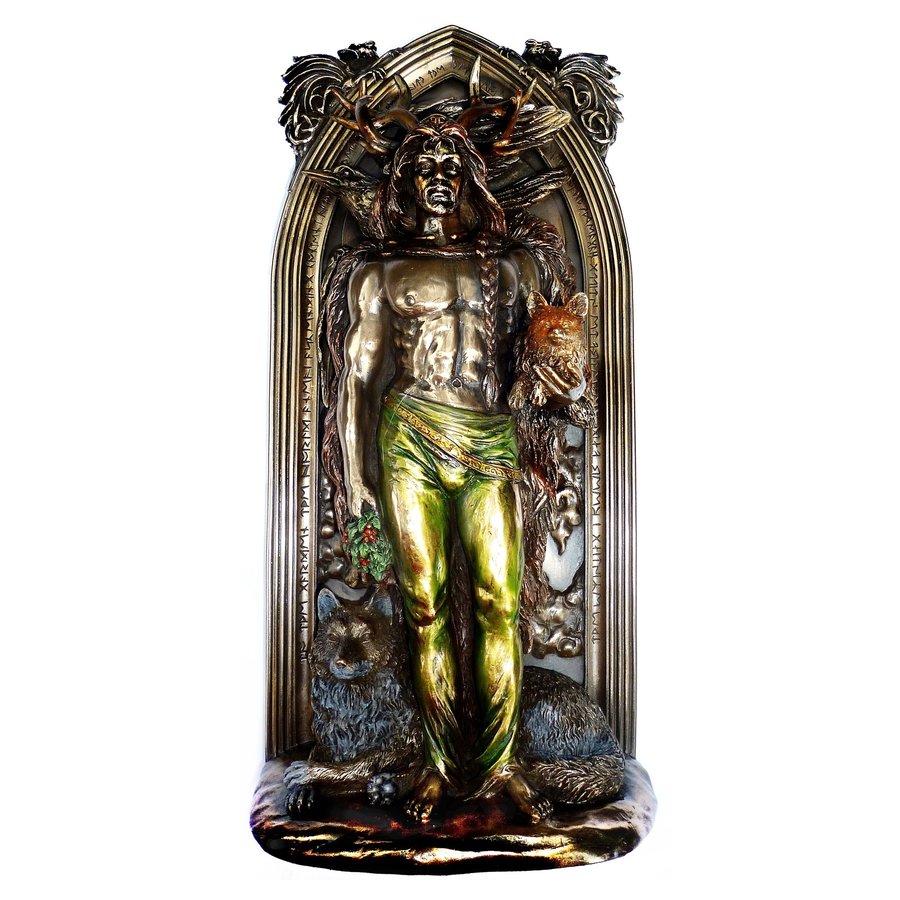 Druiden Figur aus Polyresin, bronziert-8