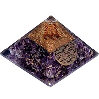 thumb-Orgonit Pyramide Amethyst mit Blume des Lebens-3