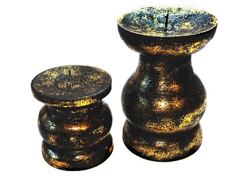 Kerzenhalter  Schwarz/Gold 