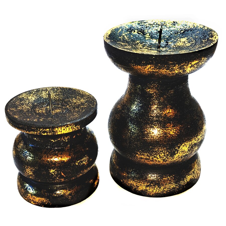Kerzenständer Schwarz/Gold-2