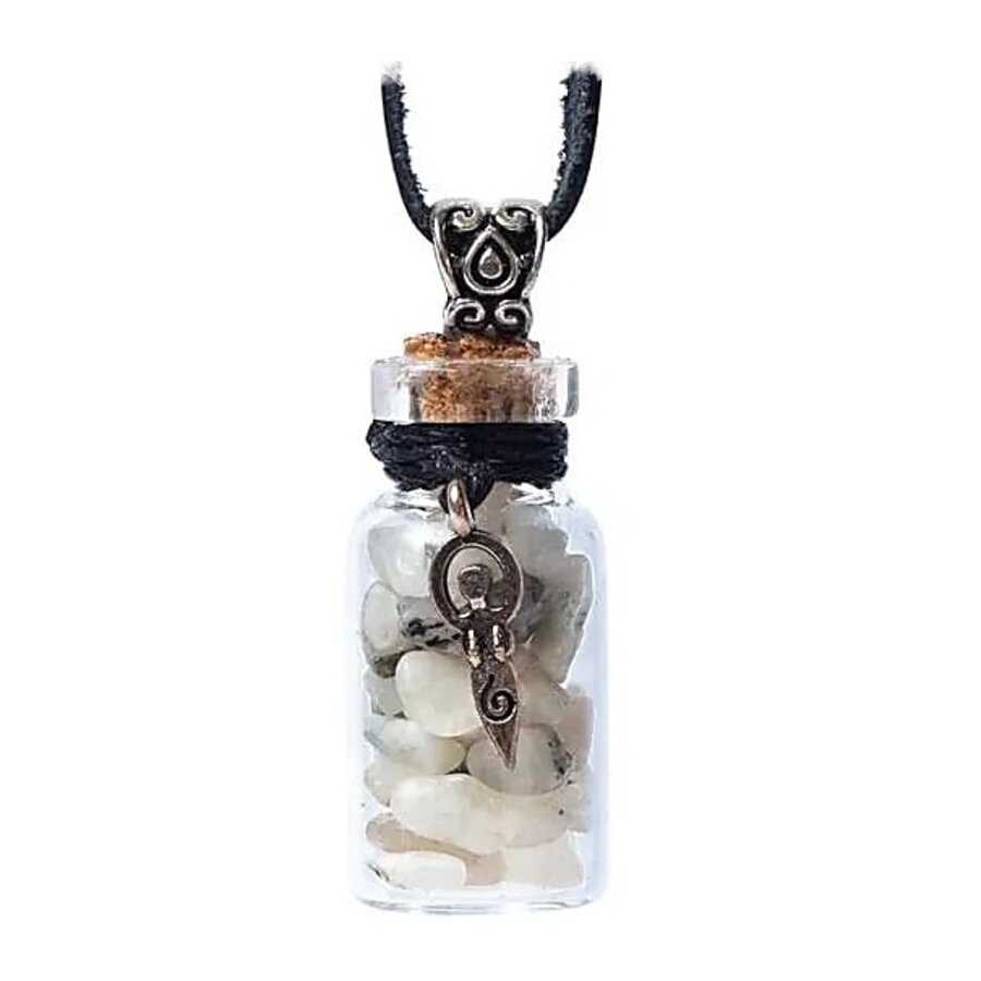Geschenkflasche aus Glas mit Kordel und Edelsteinen-8