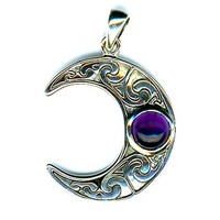 thumb-Anhänger: Halbmond mit Amethyst, 925-Silber-1