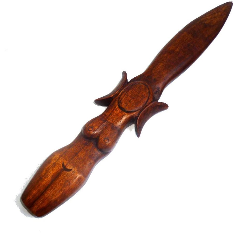 Ritualdolch Athame Göttin aus Holz-3