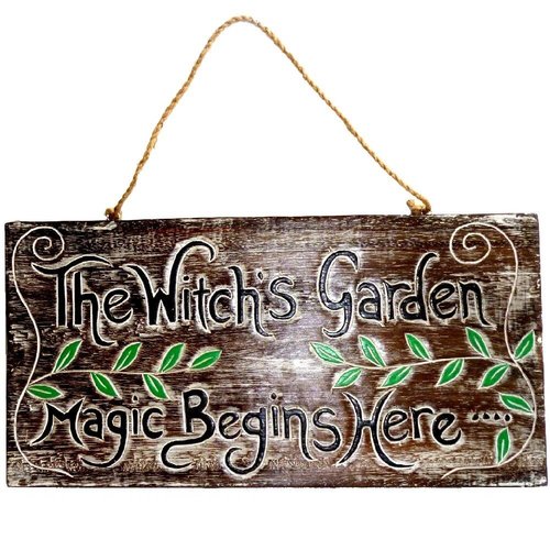Schild für Hexengarten Witches Garden 