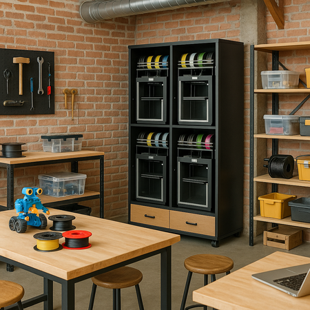 AMPC AMstation is a robust and efficient solution for safely and securely housing multiple 3D printers.