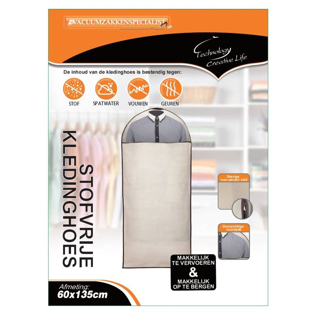 Pro Stevige Kledinghoes Met Venster Wit [135X60 cm]