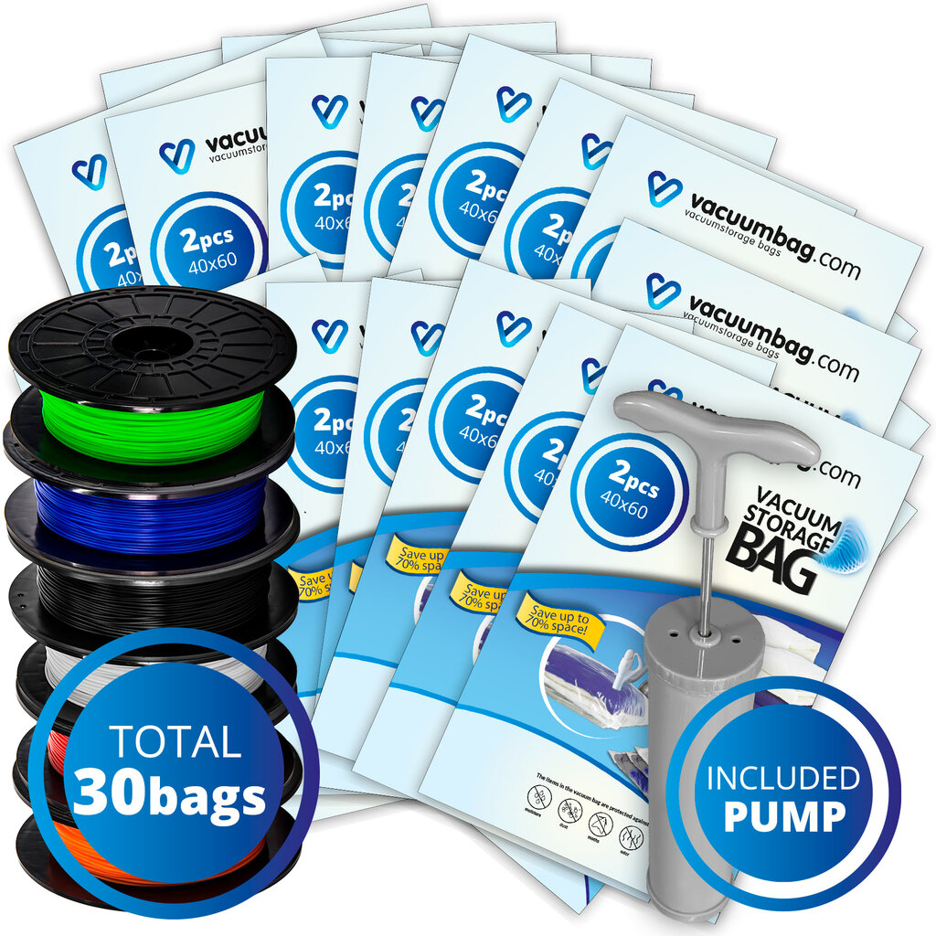 Vacuumbag.com Vacuumzakken voor Filament XLPakket[Set 30 Zakken + Pomp]