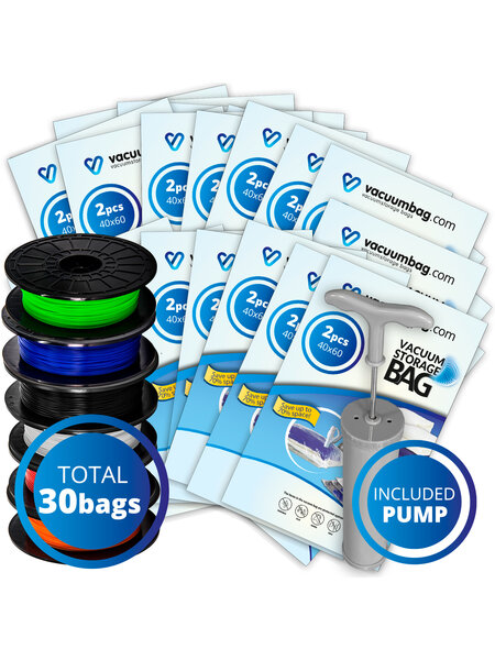 Vacuumbag.com Filament Vacuumzakken XL Pakket [Set 30 zakken + Pomp]
