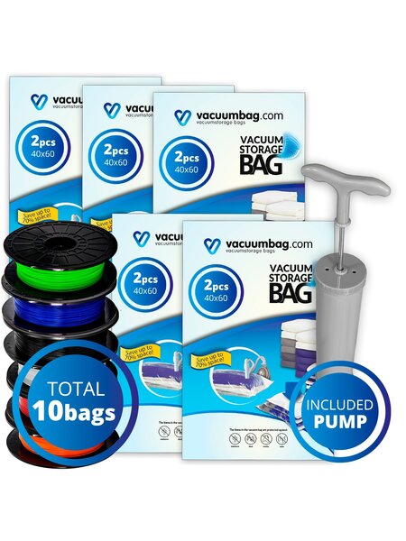 Vacuumbag.com Filament Vacuumzakken Pakket [Set 10 zakken + Pomp]