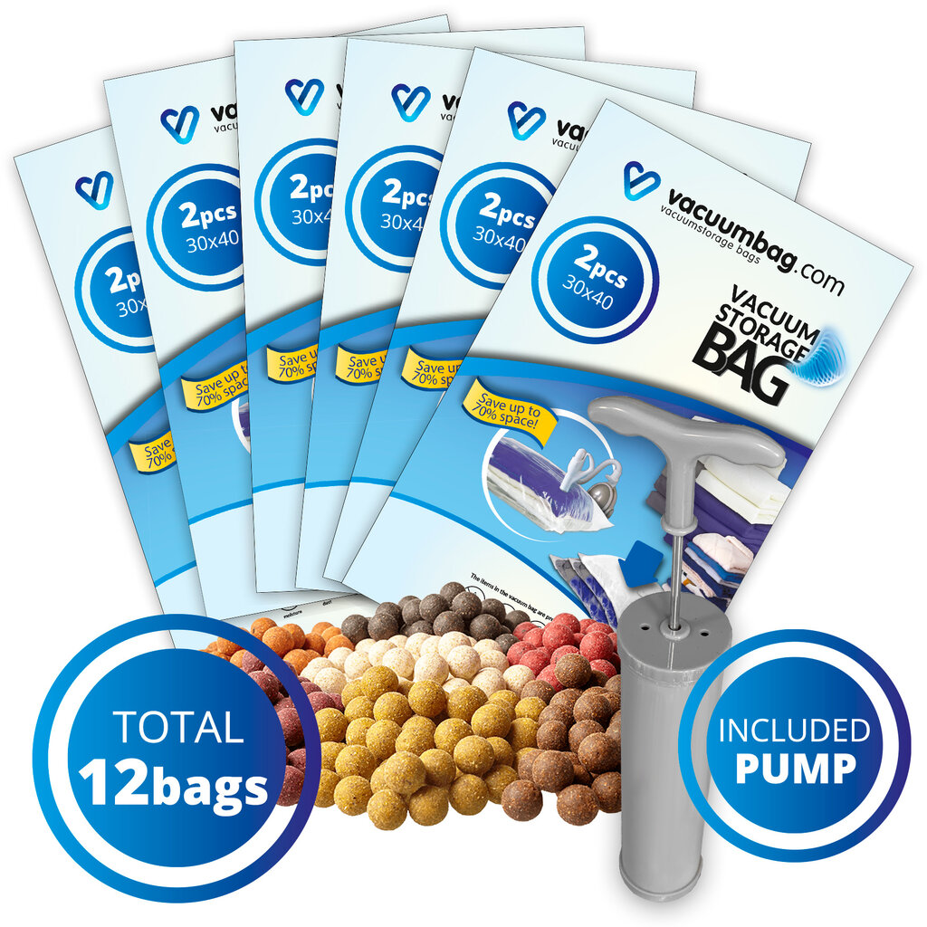 Vacuumbag.com Vacuumzakken voor Karper Boilies Pakket [Set 12 Zakken + Pomp]