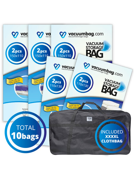 Vacuumbag.com Vacuumzakken voor Tuinkussens Pakket met opbergtas [Set 10 zakken+tas]
