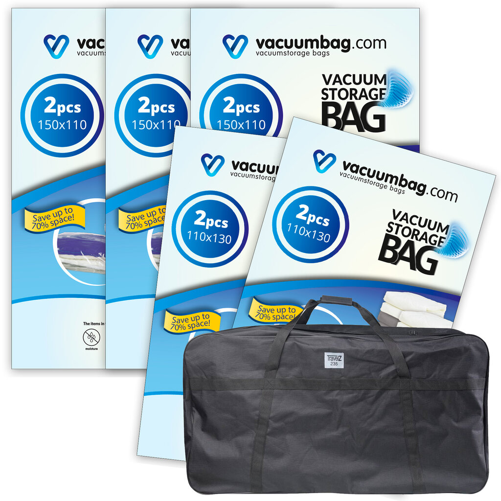 Vacuumbag.com Tuinkussen Vacuumzakken Pakket met opbergtas [Set 10 Zakken+tas]